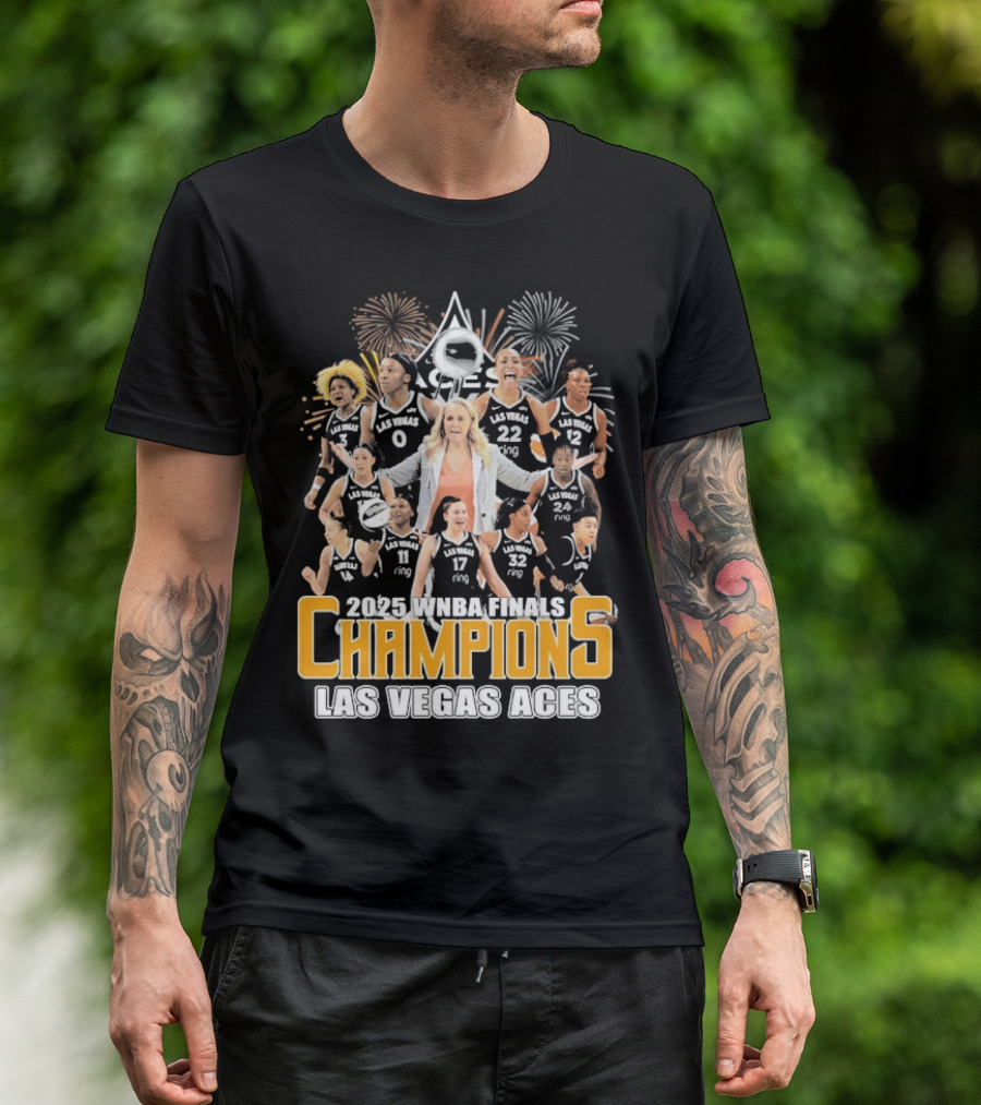 2025 WNBA Finals Champions Las Vegas Aces Team Celebration T-Shirt