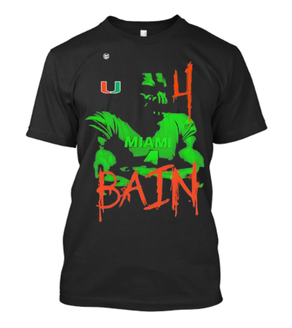 Miami Hurricanes Bain Player U 4 Green-Orange Heroes T-Shirt