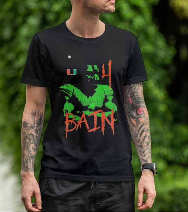 Miami Hurricanes Bain Player U 4 Green-Orange Heroes T-Shirt