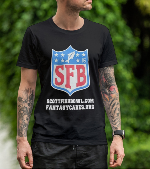 Scott Fish Bowl 15 SFB FantasyCares NFL Shield T-Shirt