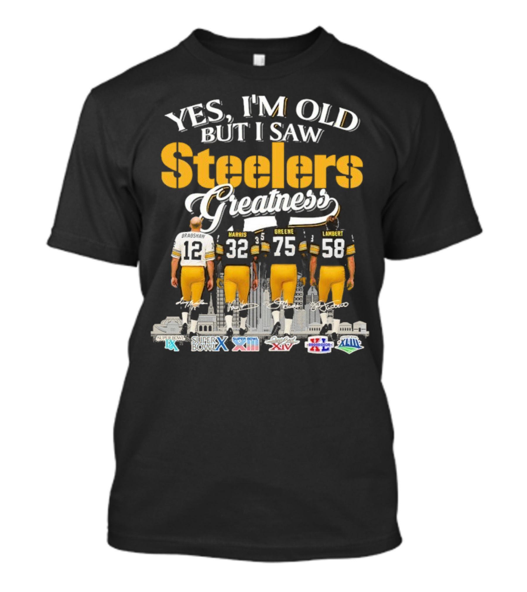 Yes I'm Old But I Saw Steelers Greatness Terry Bradshaw Harris Greene Lambert T-Shirt