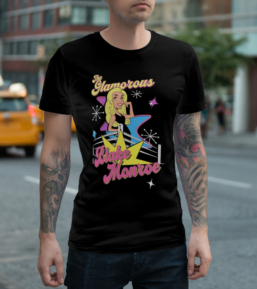 The Glamorous Blake Monroe Retro Wrestling Starburst T-Shirt