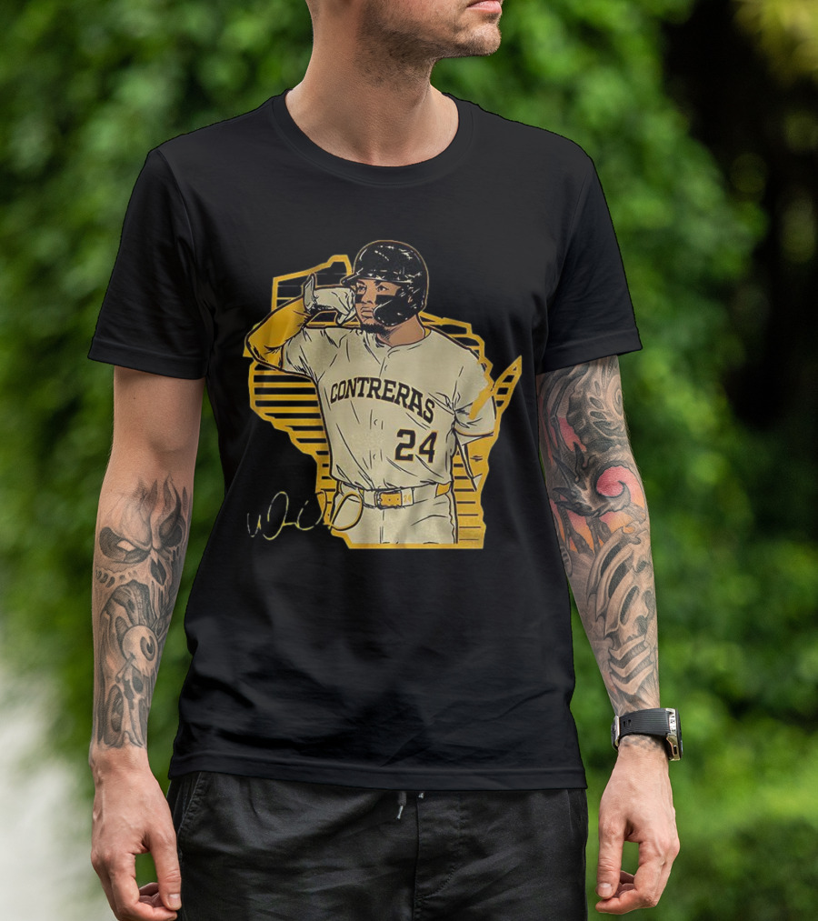 William Contreras Milwaukee Brewers Number 24 Call The 'Pen Signature T-Shirt