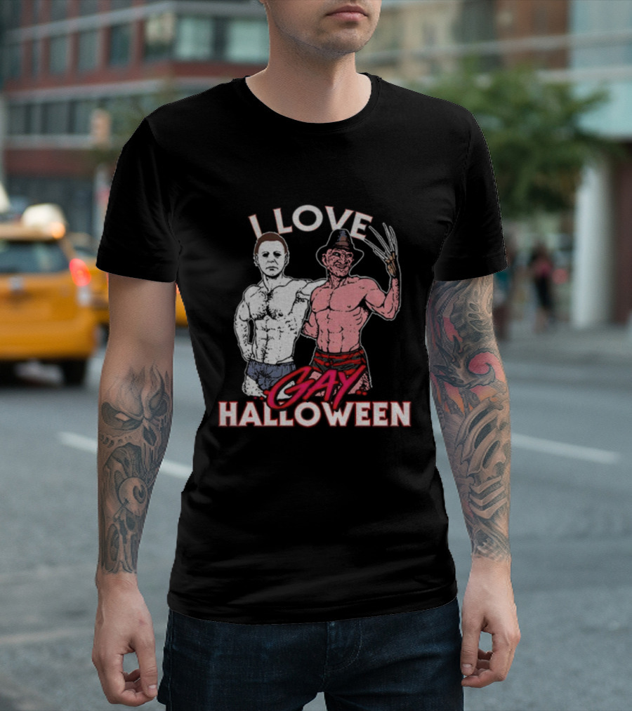 I Love Gay Halloween Michael Myers Freddy Krueger T-Shirt