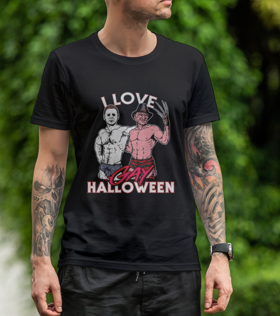 I Love Gay Halloween Michael Myers Freddy Krueger T-Shirt