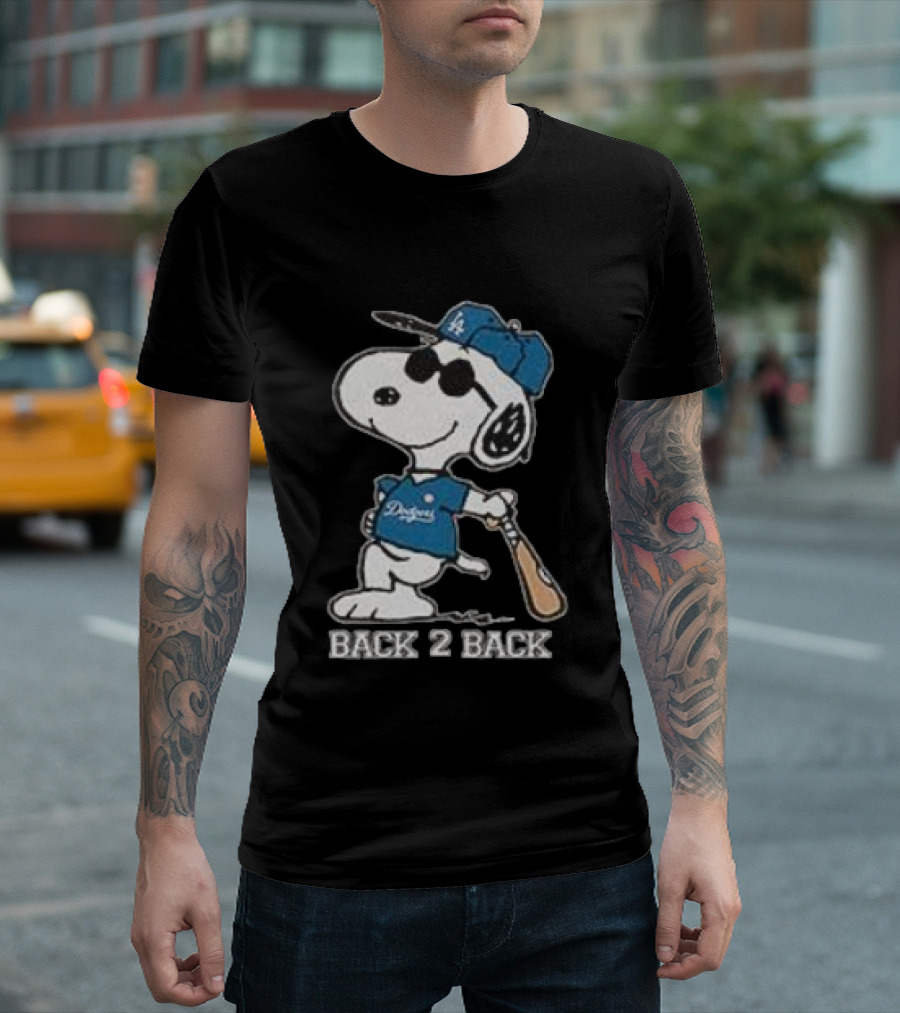 Snoopy Dodgers Back 2 Back Baseball Champion T-Shirt