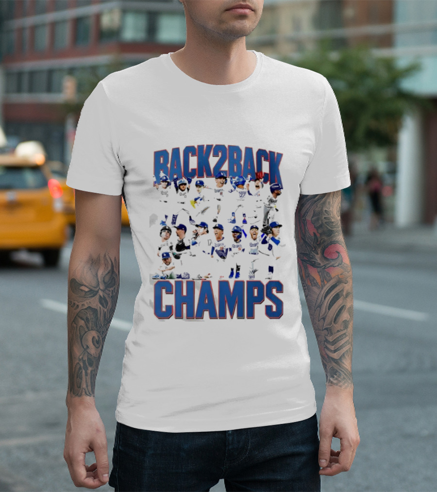 Back 2 Back LA Dodgers Champs Team Celebration T-Shirt