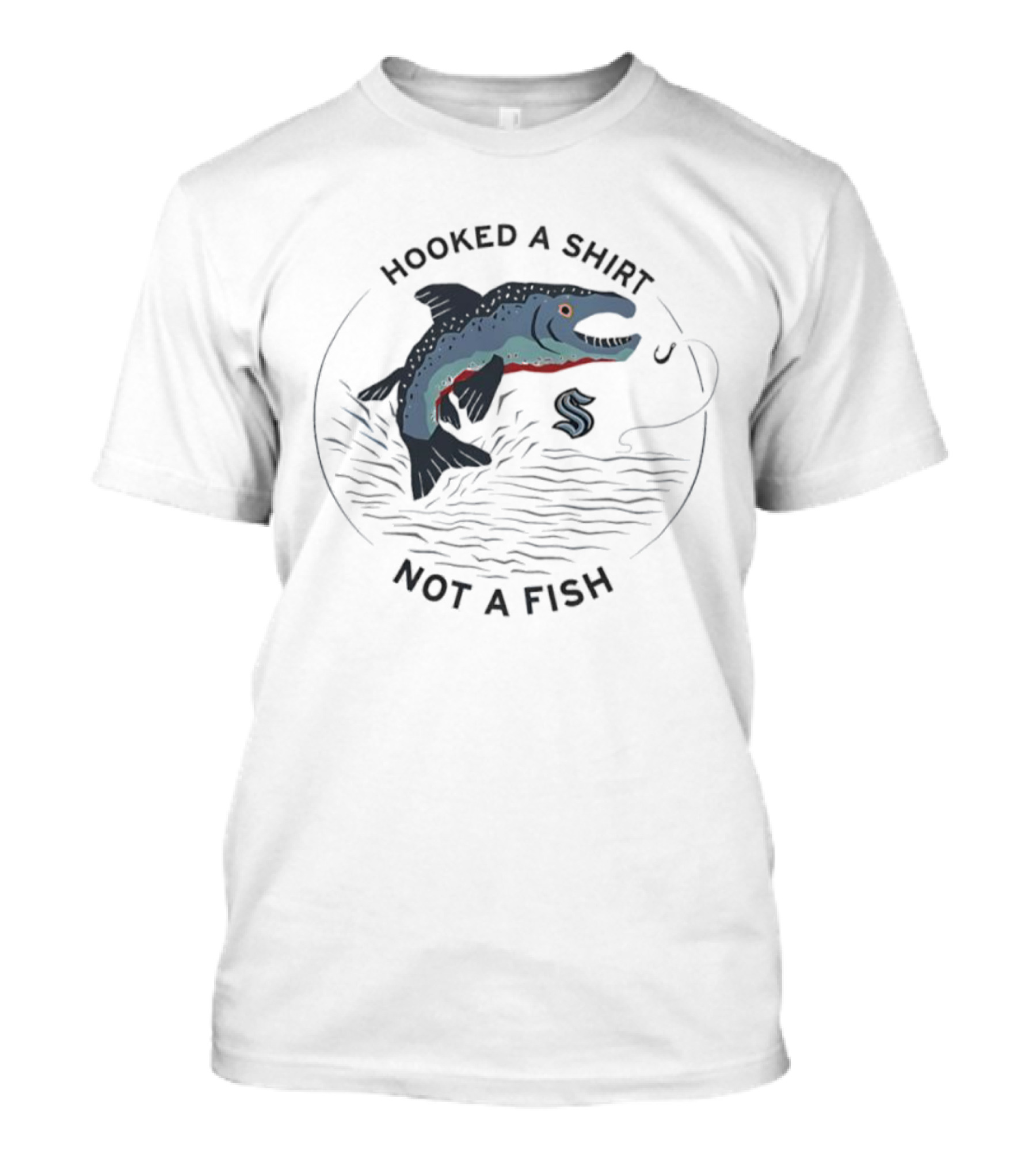 Hooked A Not A Fish Catchy Fishing Hook Design T-Shirt