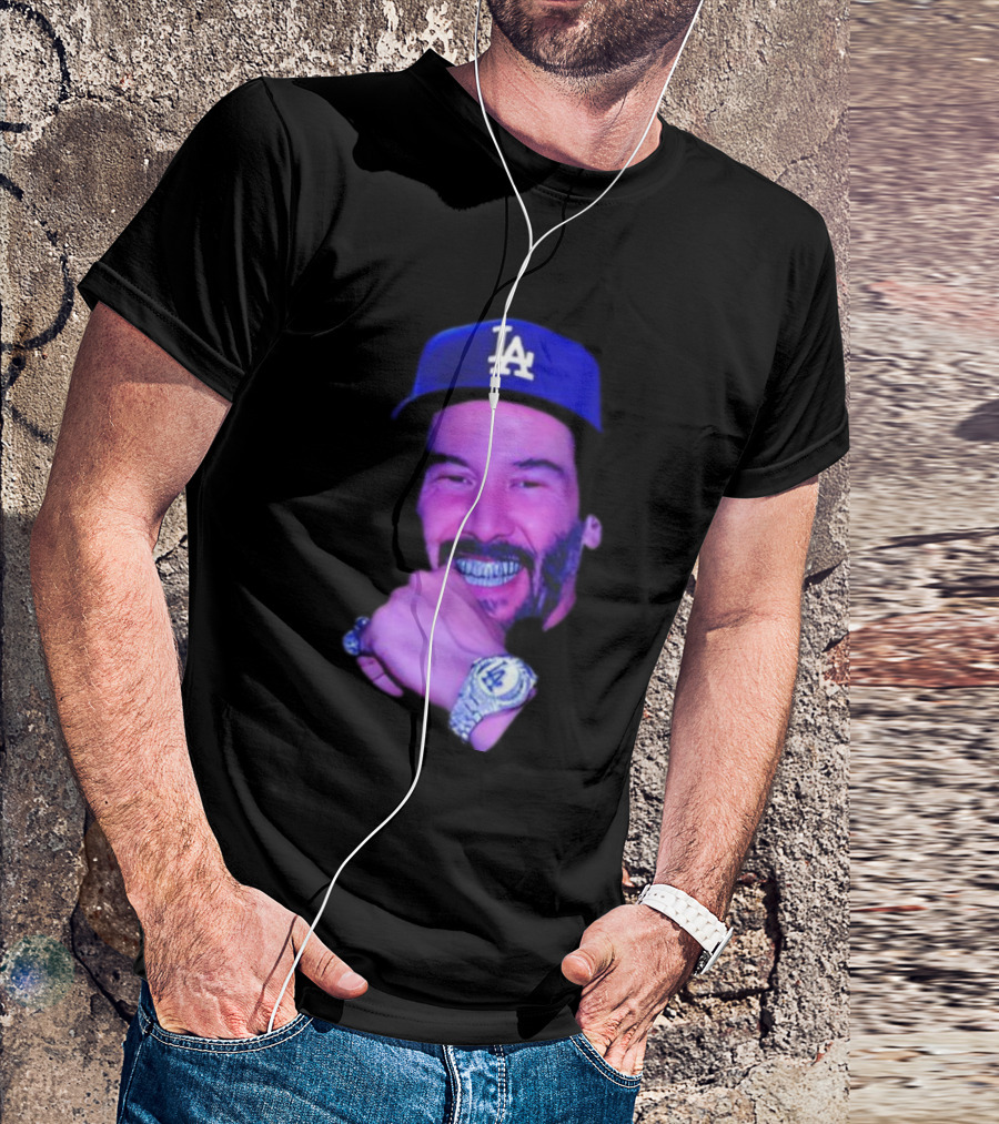 LA Dodgers Keanu Reeves Diamond Grill Bling T-Shirt