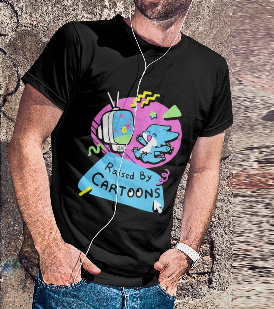 Raised By Cartoons Dragons Vibrant TV Retro Style T-Shirt