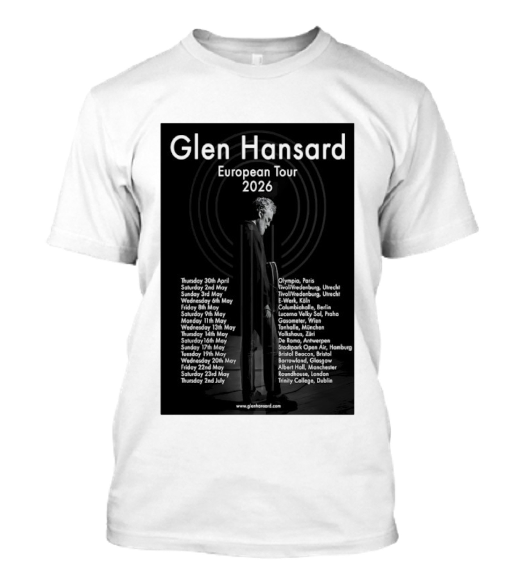 Glen Hansard European Tour 2026 Dates And Venues With Cities Including Paris Berlin Vienna Glasgow T-Shirt