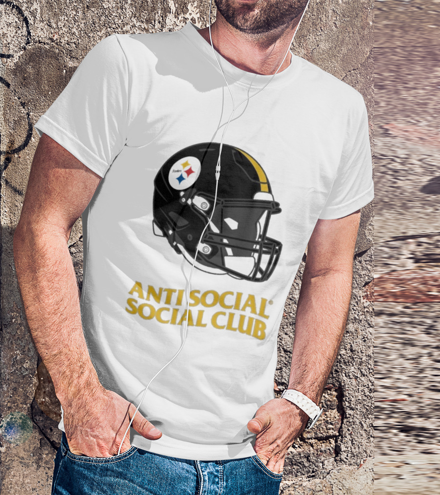 Anti Social Social Club Pittsburgh Steelers NFL Helmet Collaboration T-Shirt