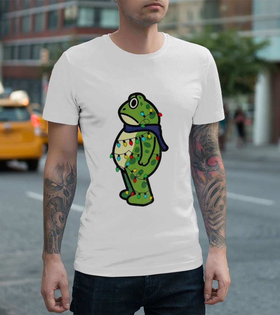 Political Portland Frog Merry Resistmas Christmas Lights Holiday T-Shirt