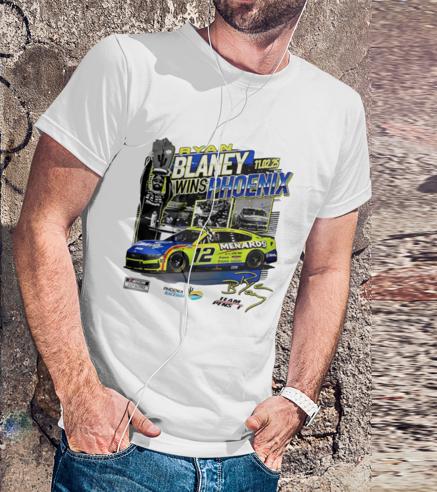 Ryan Blaney Wins Phoenix 11.02.25 NASCAR Cup Series Menards 12 Car Championship Race Phoenix Raceway T-Shirt