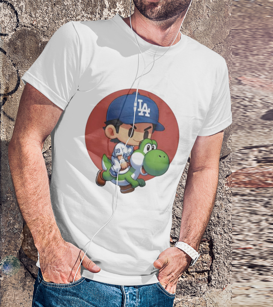 Yoshiiiiiii Natural Top Doyers Dave Yoshinobu LA Baseball Yoshi Riding 18 T-Shirt