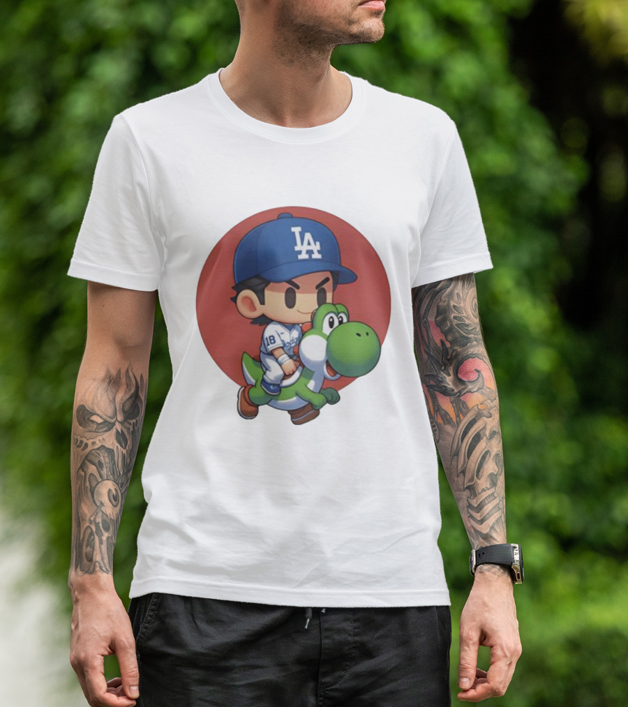Yoshiiiiiii Natural Top Doyers Dave Yoshinobu LA Baseball Yoshi Riding 18 T-Shirt