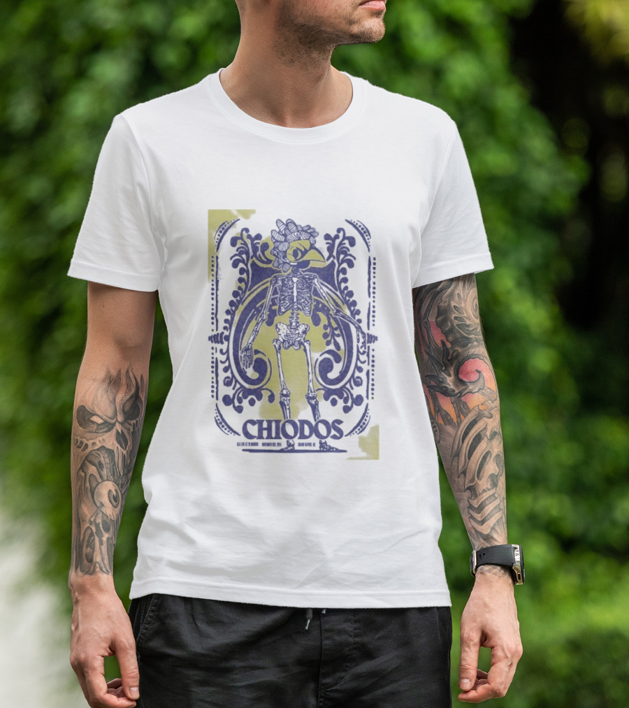 Chiodos Grand Rapids MI 11 6 2025 Skeleton Bird Design T-Shirt