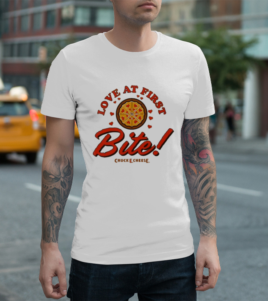 Love At First Bite Chuck E Cheese Pizza Hearts T-Shirt