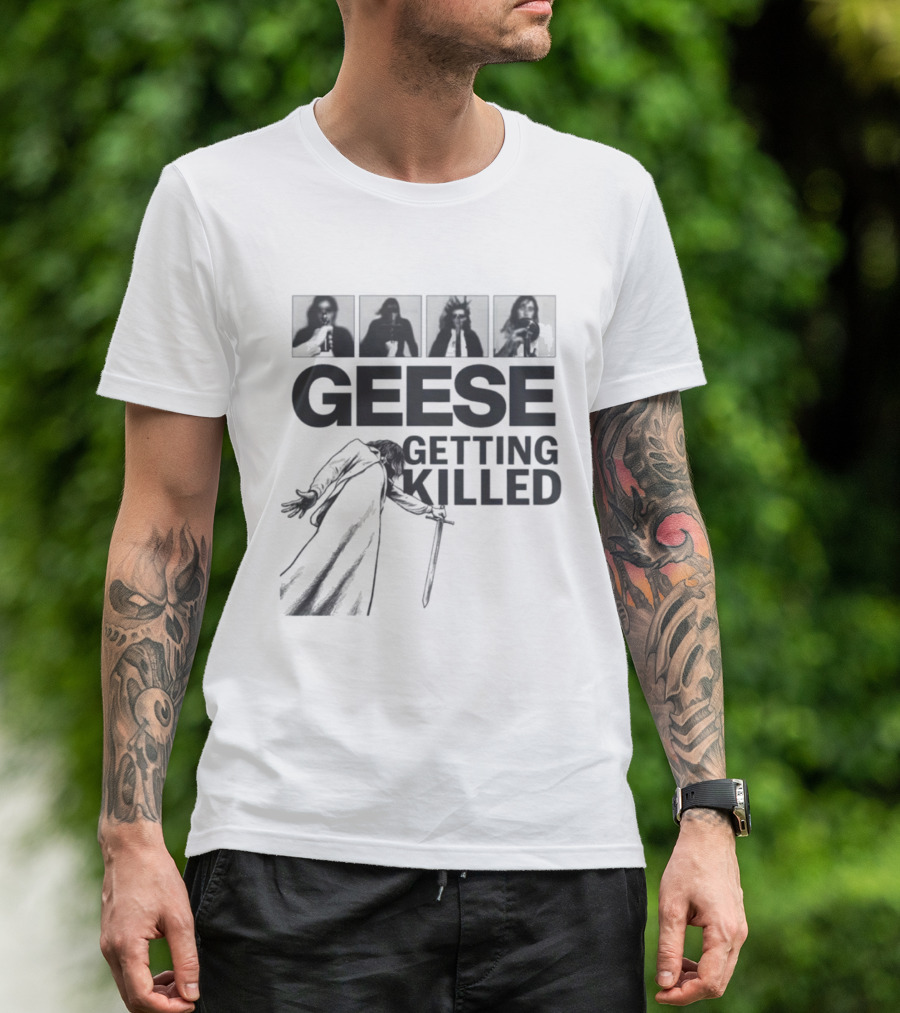 Geese Getting Killed Band Album Cover Style T-Shirt
