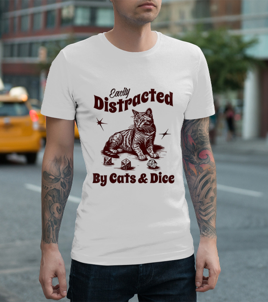 Easily Distracted By Cats And Dice T-Shirt