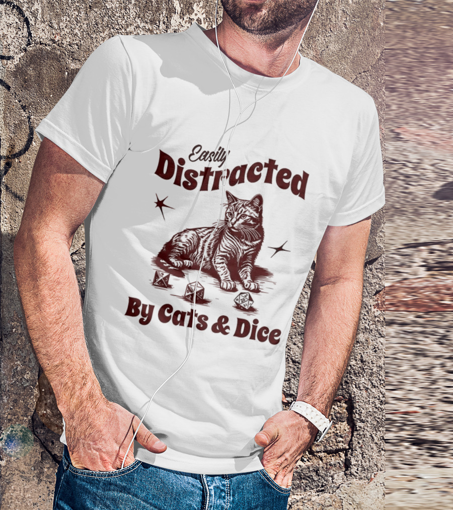 Easily Distracted By Cats And Dice T-Shirt
