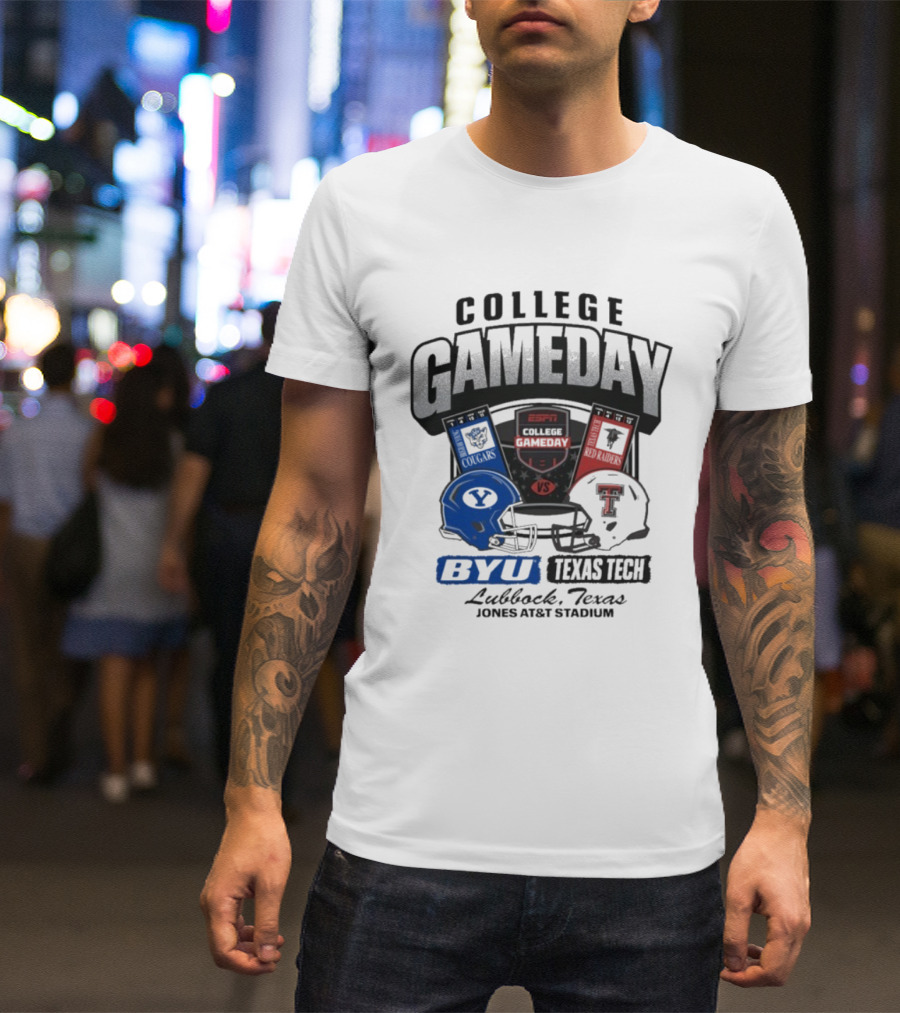 BYU Cougars Vs Texas Tech Red Raiders College Gameday ESPN Jones AT&T Stadium Lubbock Texas T-Shirt