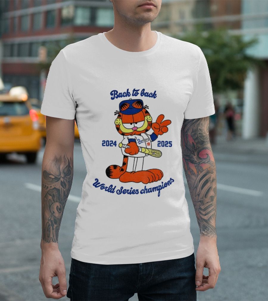 Back To Back Dodgers Orange Cat 2024 2025 World Series Champions T-Shirt