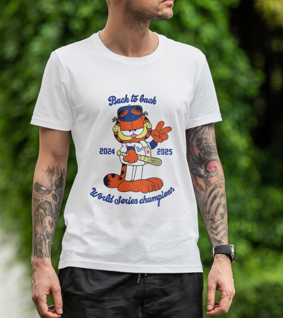 Back To Back Dodgers Orange Cat 2024 2025 World Series Champions T-Shirt