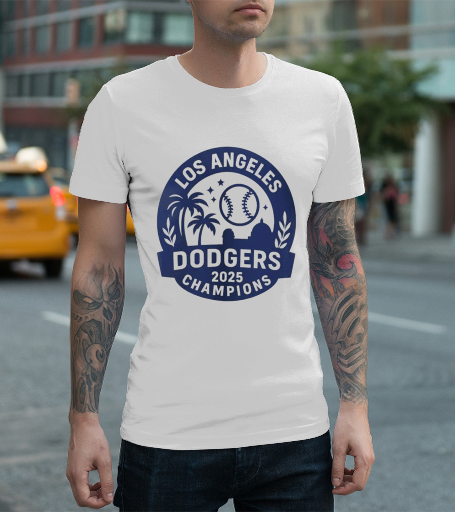 Los Angeles Dodgers 2025 Champions MLB Baseball Palme Stars Vintage Style T-Shirt