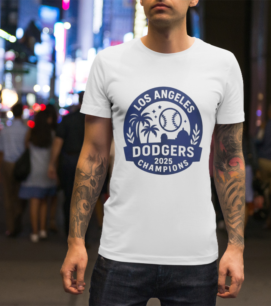 Los Angeles Dodgers 2025 Champions MLB Baseball Palme Stars Vintage Style T-Shirt