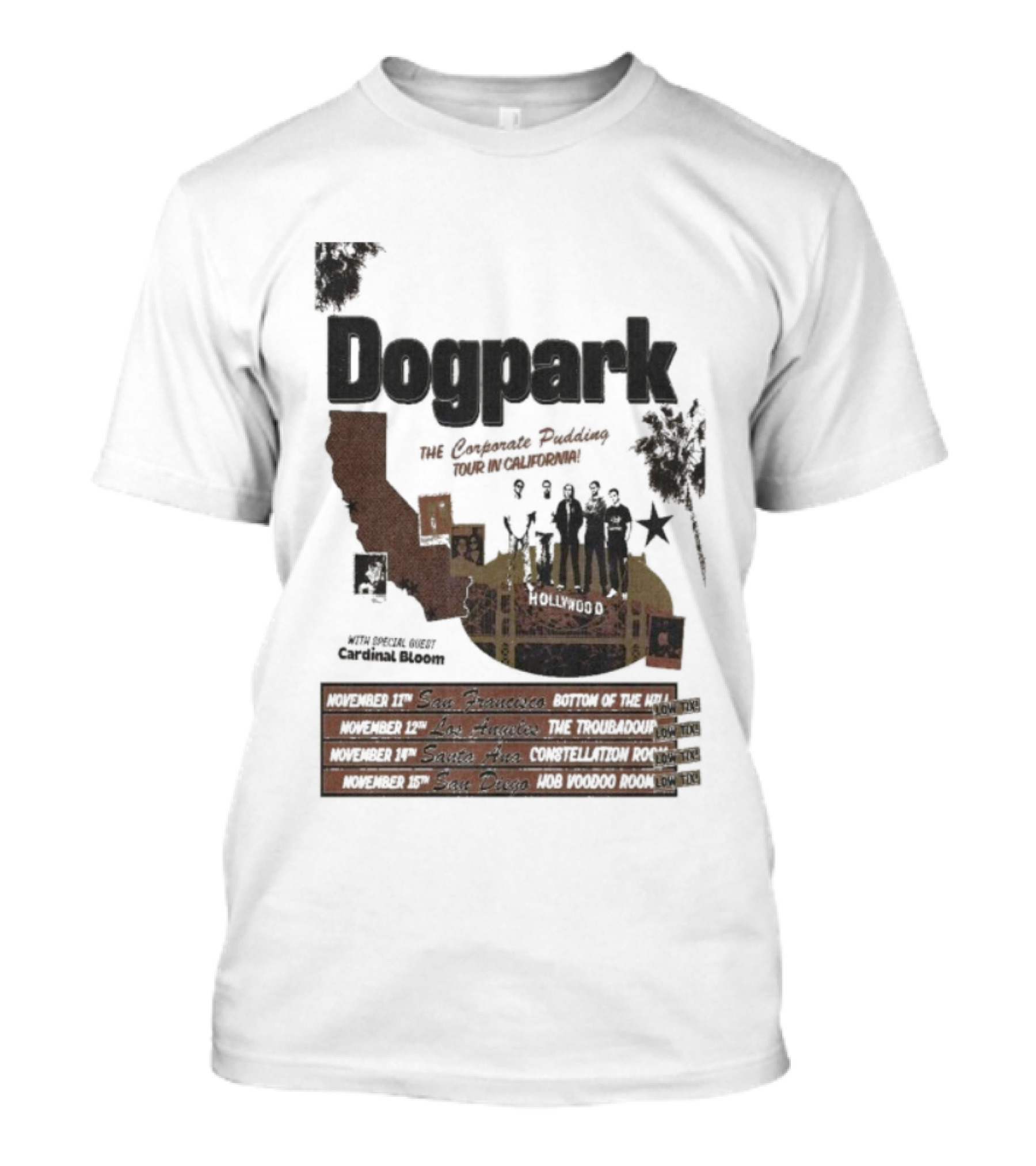 Dogpark The Corporate Pudding Tour California November 2025 Anaheim Mountain View San Francisco T-Shirt