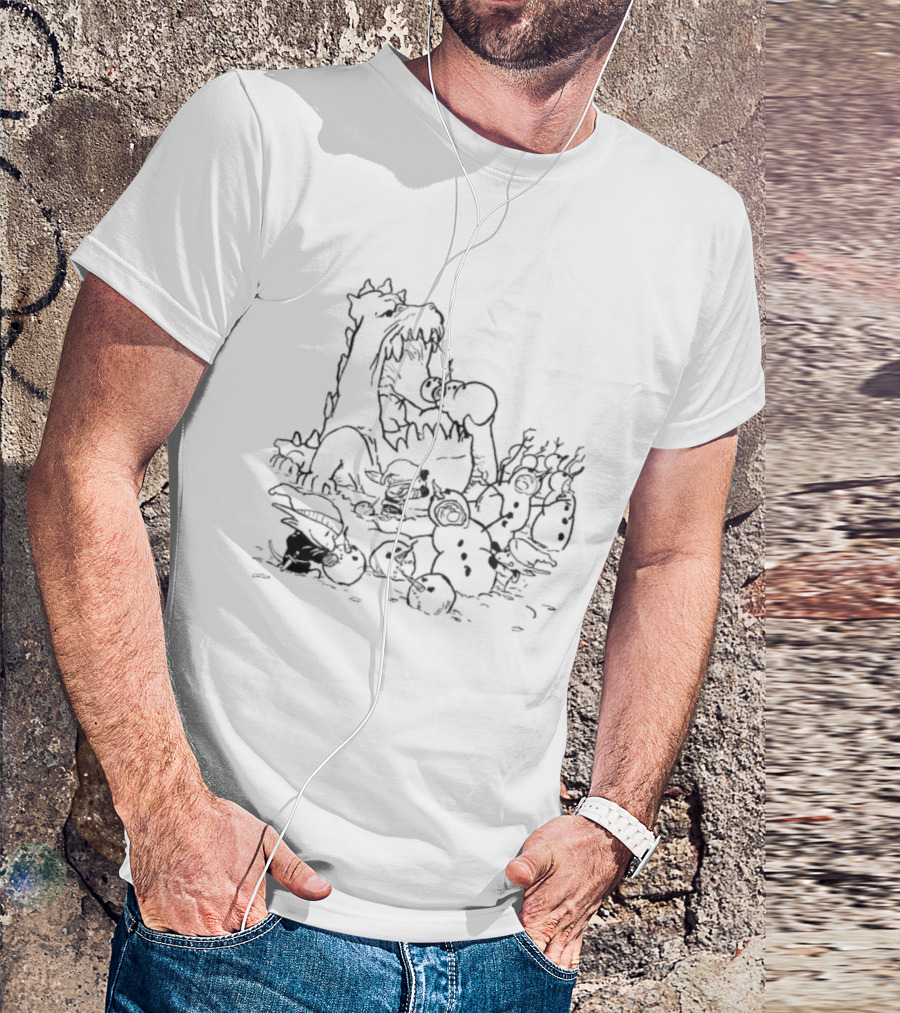 Tarrasque Kobolds Snow Day Christmas Adventure With Snowmen And Reindeer T-Shirt