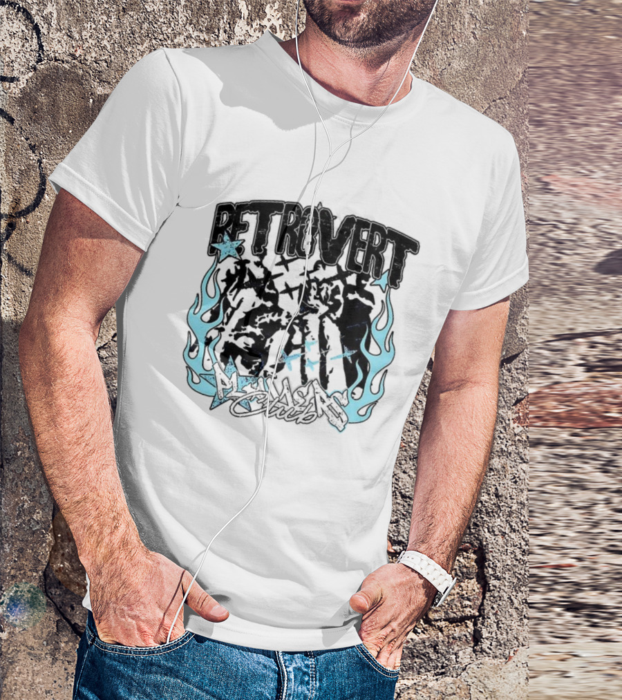 Retrovert Players Club Flames And Stars Motif T-Shirt