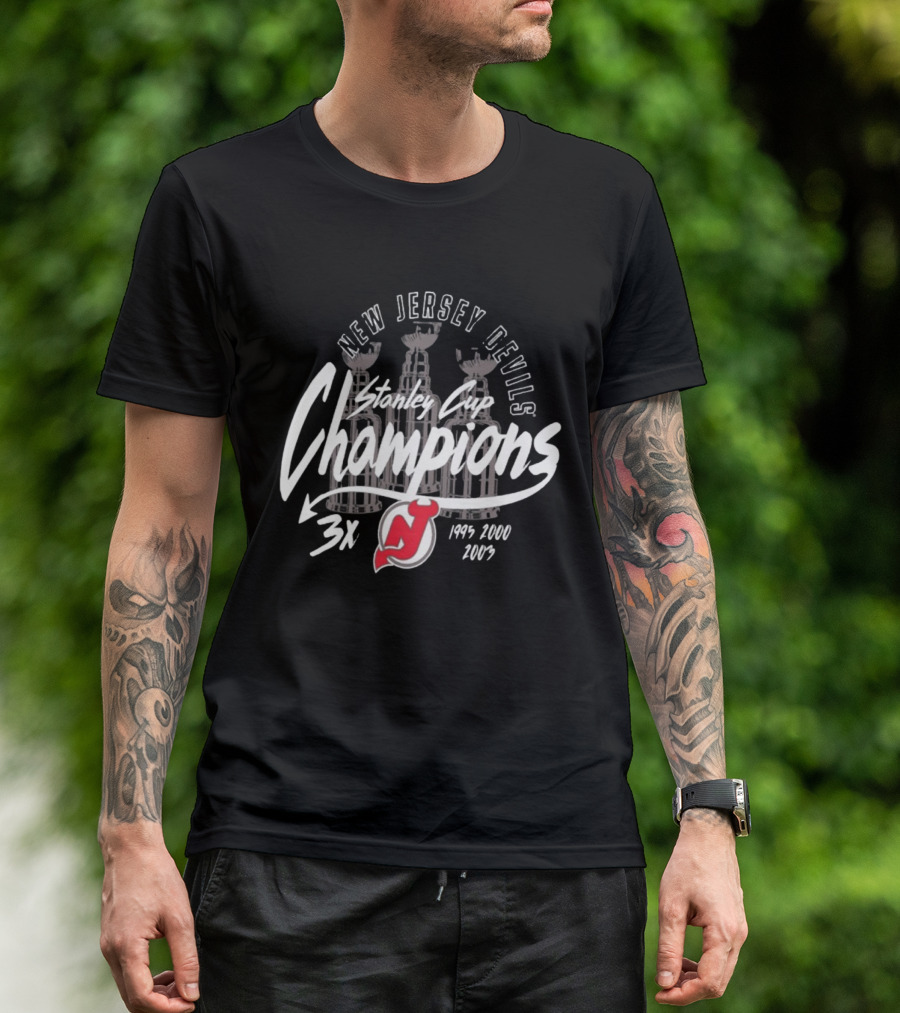 New Jersey Devils 3x Stanley Cup Champions 1995 2000 2003 T-Shirt