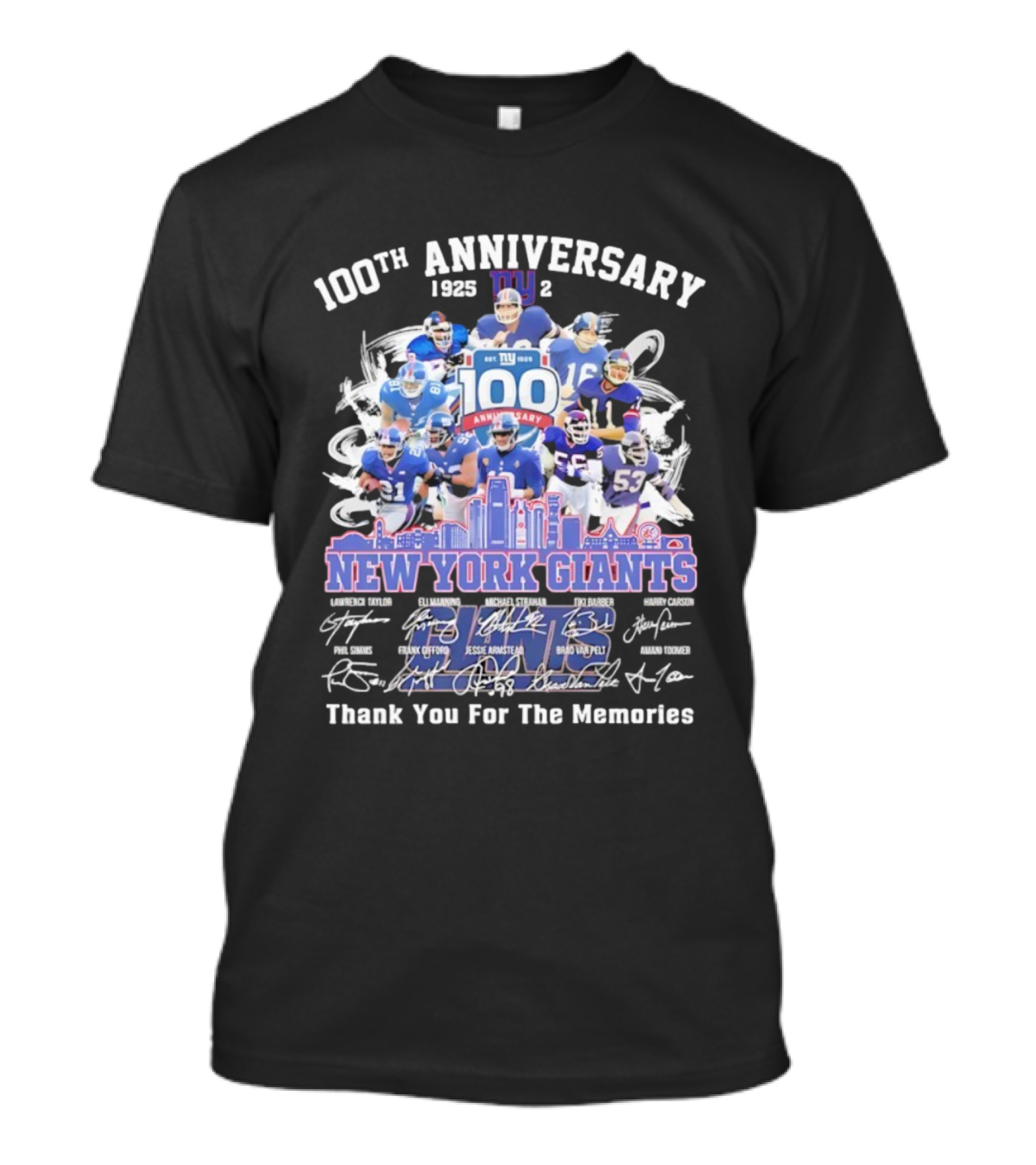 100th Anniversary New York Giants Thank You For The Memories 1925-2025 NFL Legends T-Shirt
