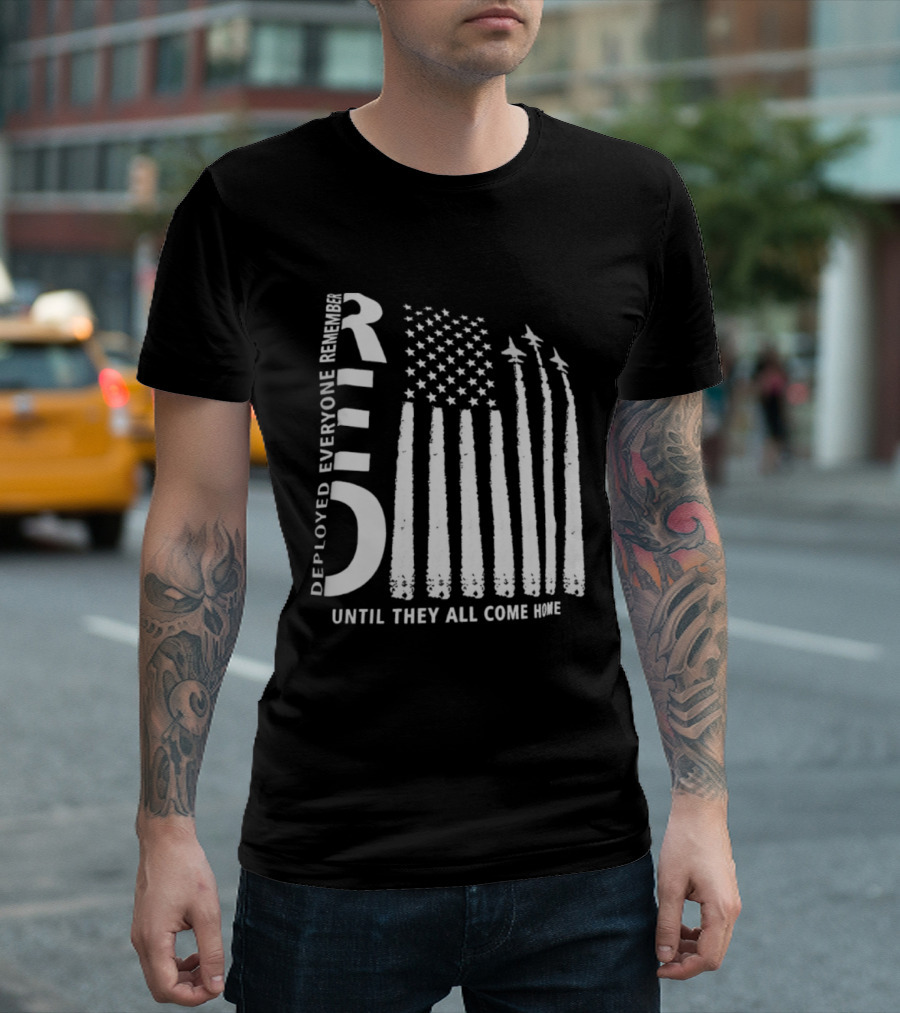 R.E.D. Friday Deployed Everyone Remember Until They All Come Home Flag Design With Jets T-Shirt