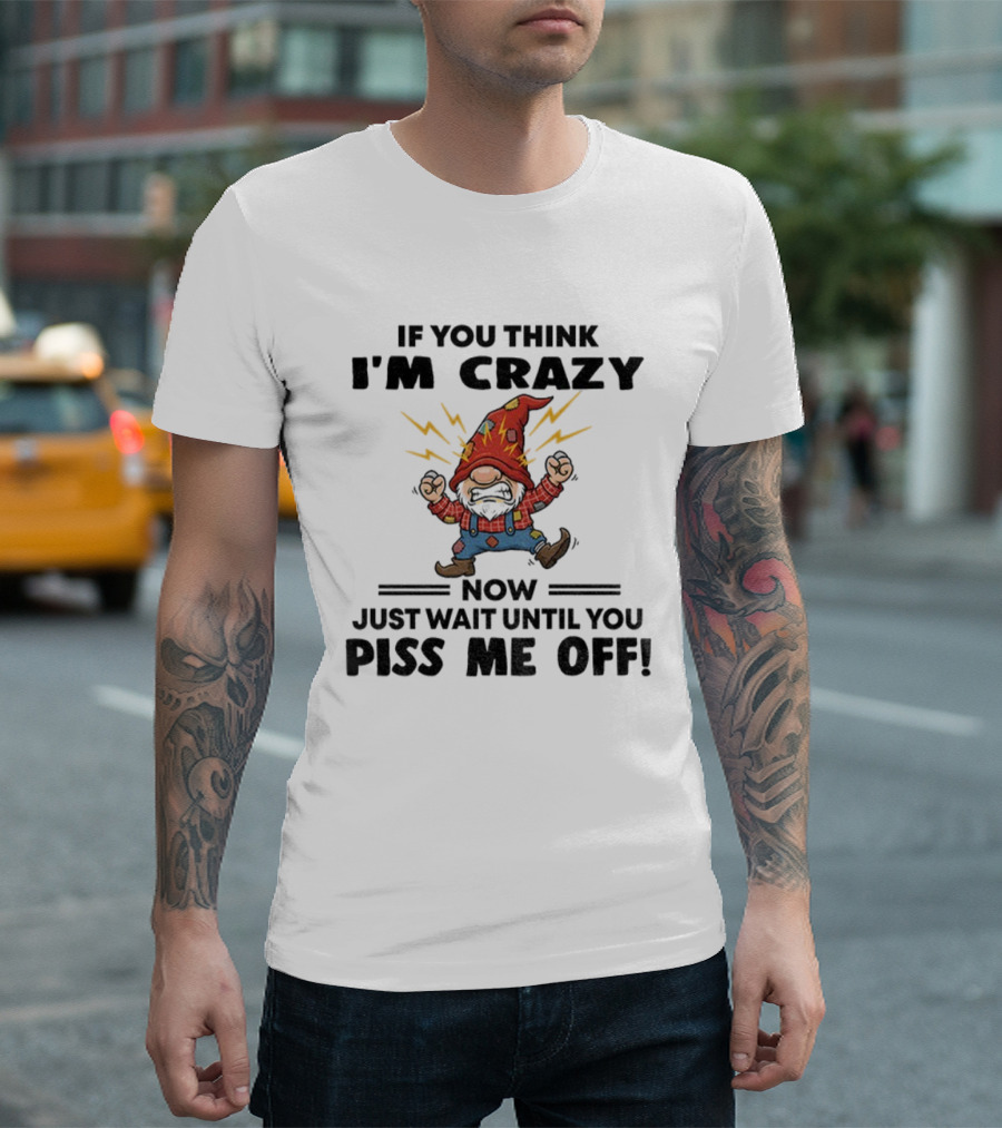 If You Think I'm Crazy Now Just Wait Until You Piss Me Off Grumpy Gnome Lightning Hat T-Shirt