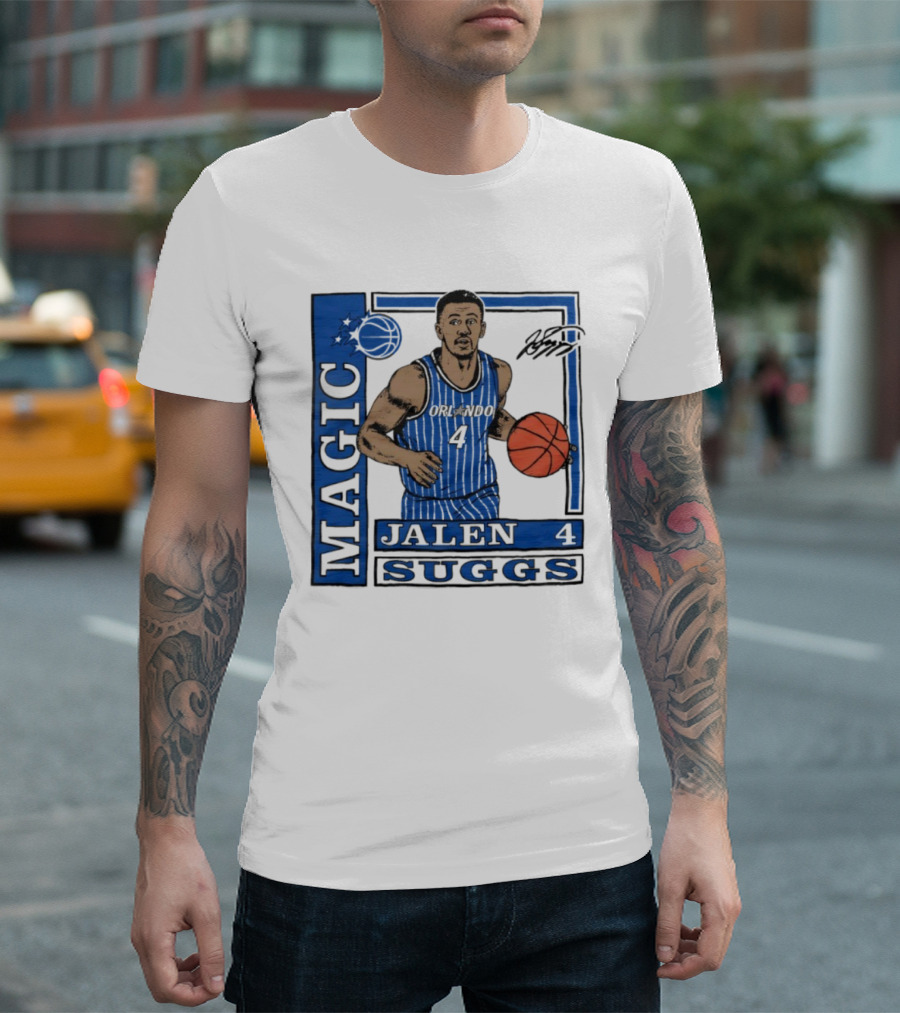 Orlando Magic Jalen Suggs Signature Wax Pack Basketball Player Number 4 T-Shirt