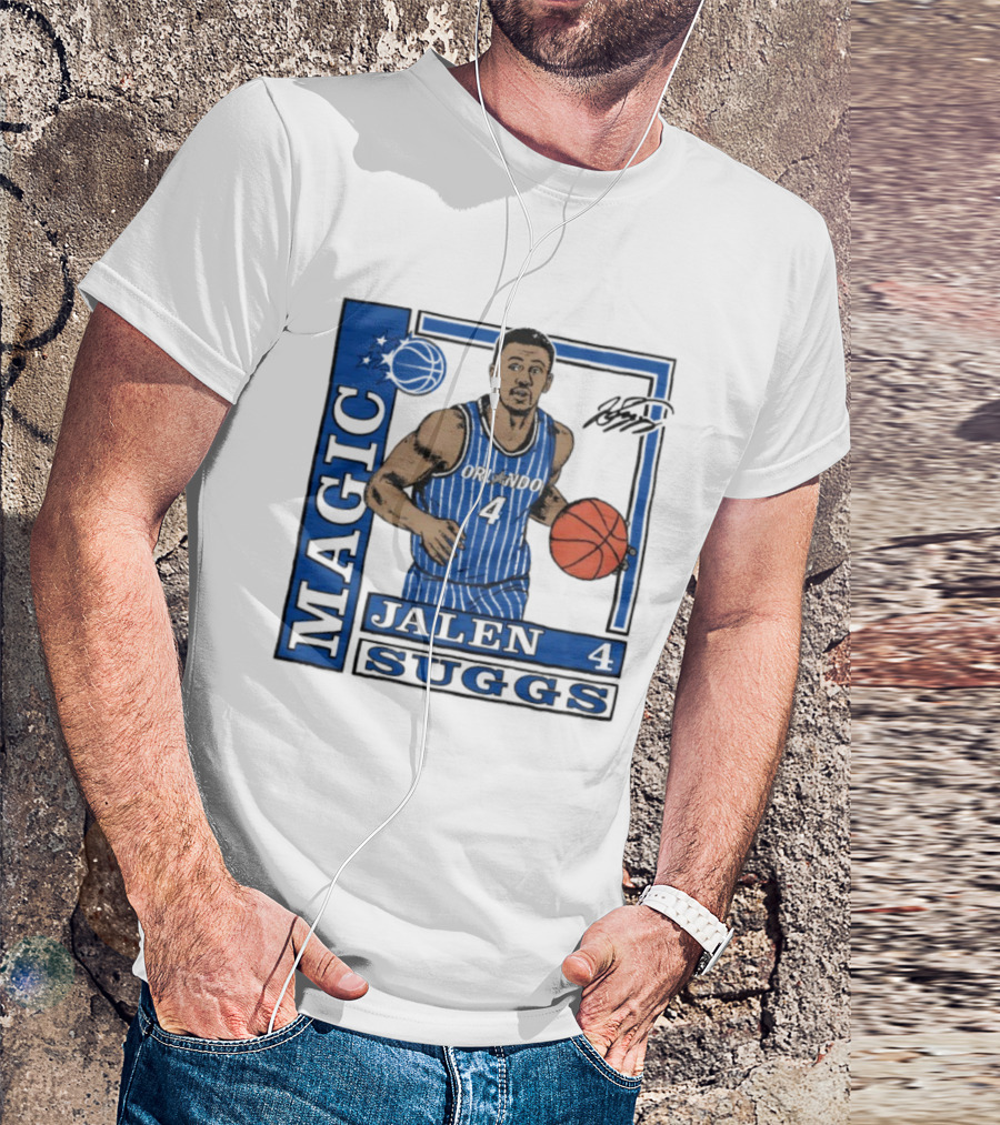 Orlando Magic Jalen Suggs Signature Wax Pack Basketball Player Number 4 T-Shirt