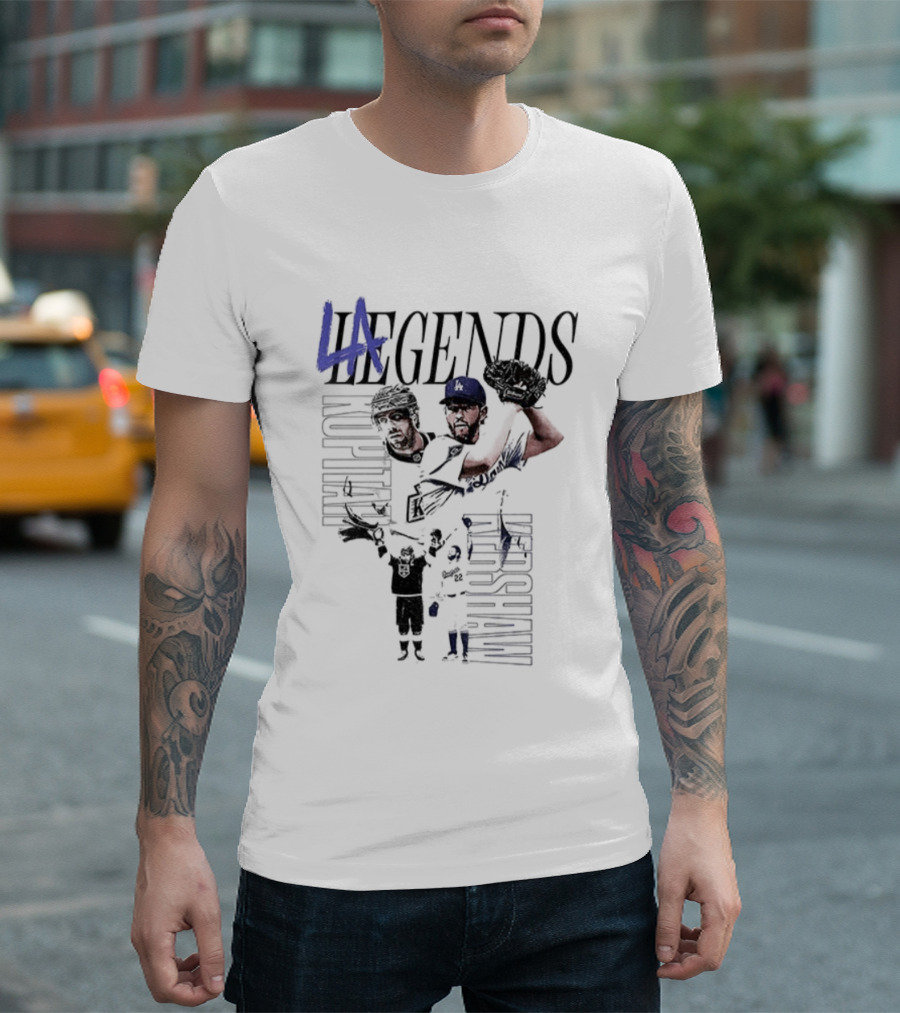 LA Legends Clayton Kershaw Los Angeles Dodgers Anze Kopitar Los Angeles Kings Tribute T-Shirt