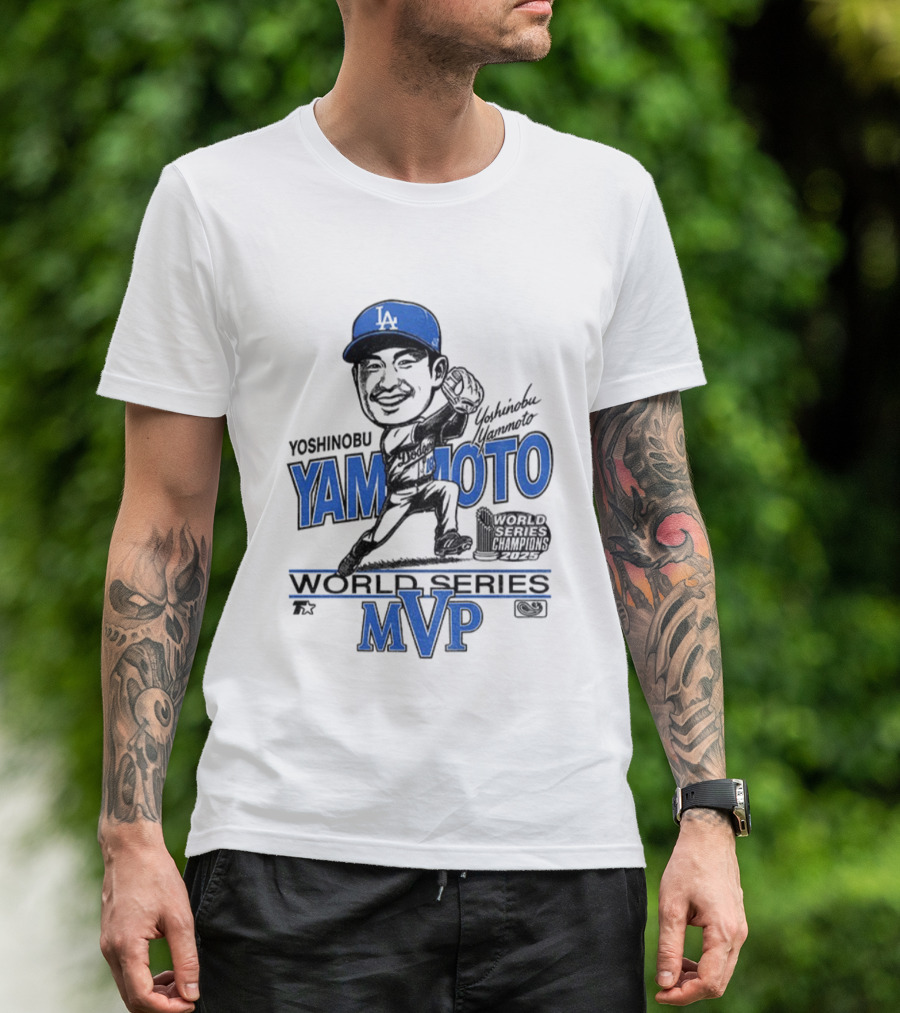 Yoshinobu Yamamoto Los Angeles Dodgers World Series MVP 2025 Baseball Caricature T-Shirt