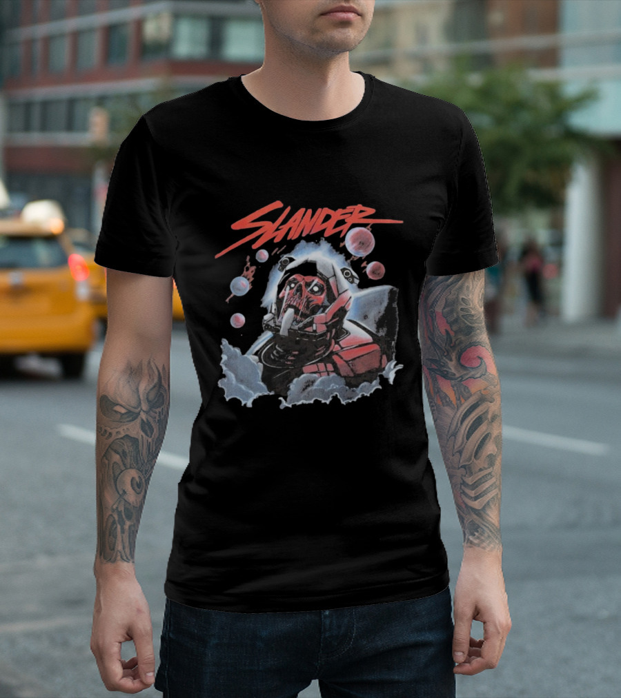 Slander Skull Bubbles Red Mech Style T-Shirt