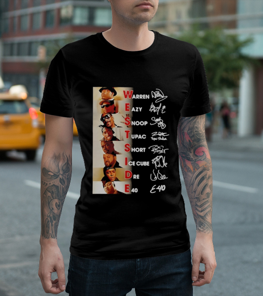 Westside Warren Eazy Snoop Tupac Short Ice Cube Dre E-40 Classic Signature T-Shirt