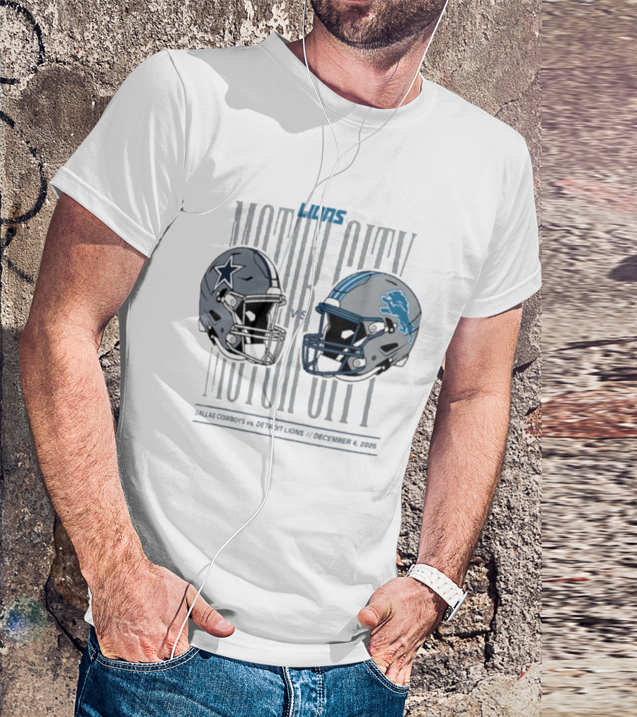 Dallas Cowboys Detroit Lions Motor City December 4 2025 Helmets Showdown T-Shirt