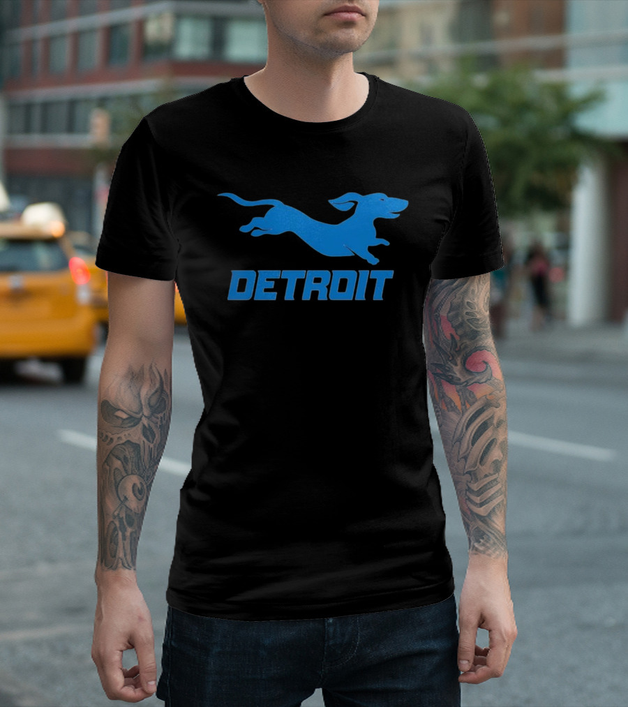 Detroit Lions Football Dachshund DETROIT T-Shirt