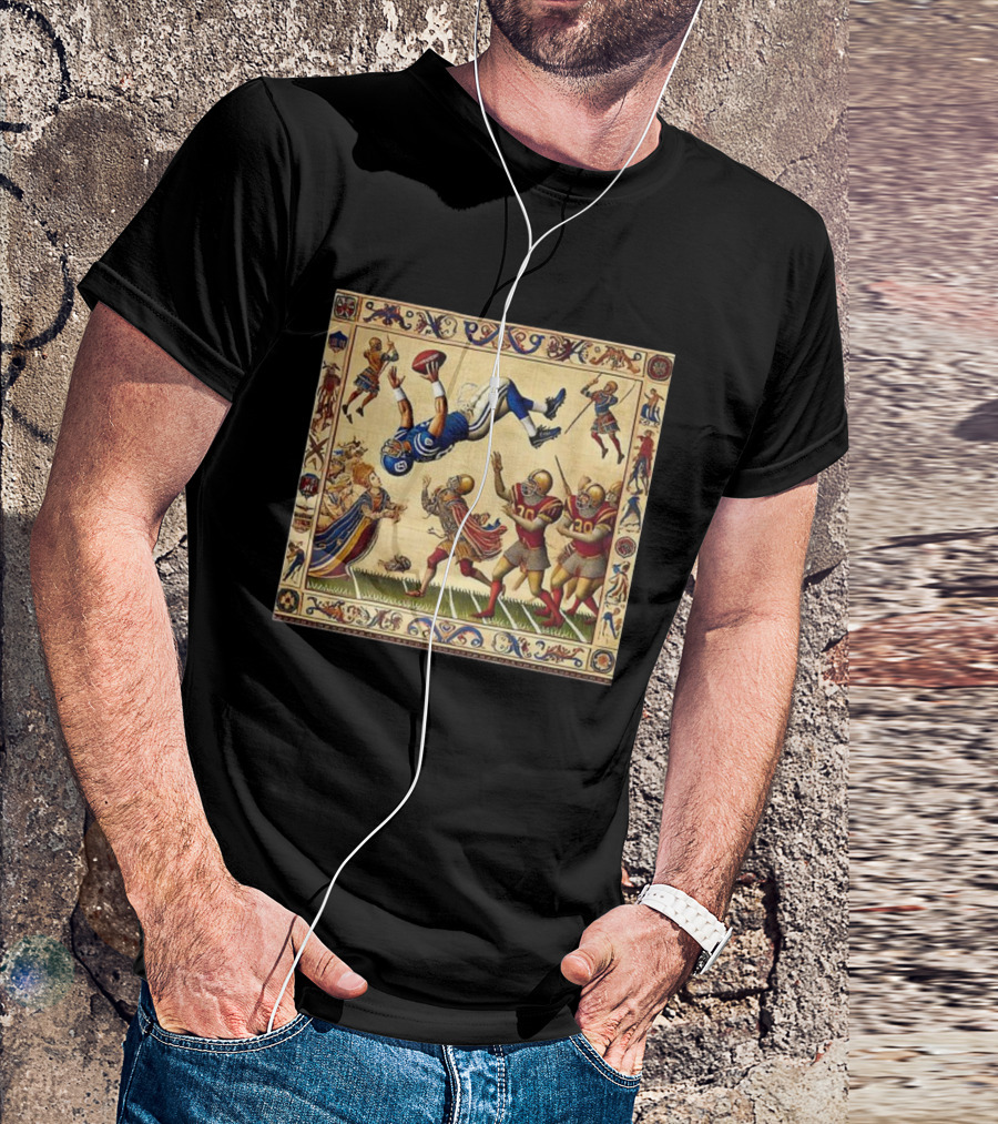 Detroit Lions Vs Washington Commanders 2025 NFL Bayeux Tapestry Style T-Shirt