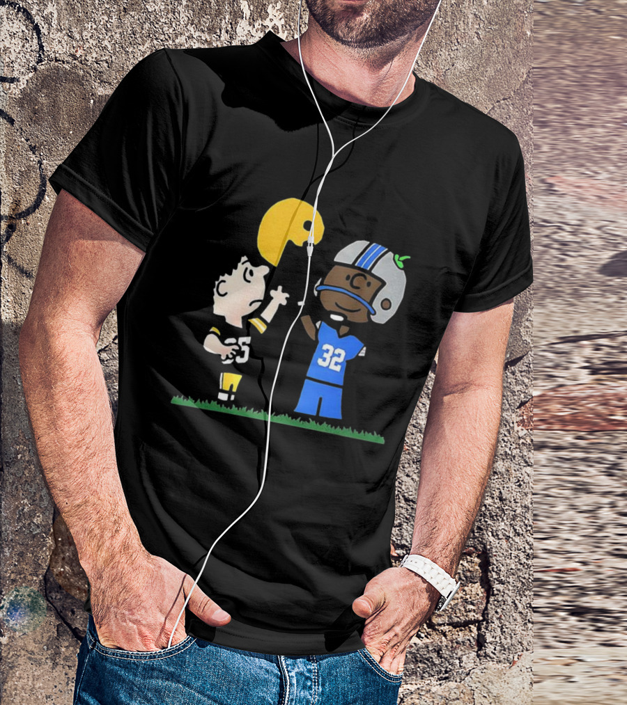 Green Bay Packers Vs Detroit Lions Peanuts Cartoon Lucy Charlie Brown Football T-Shirt