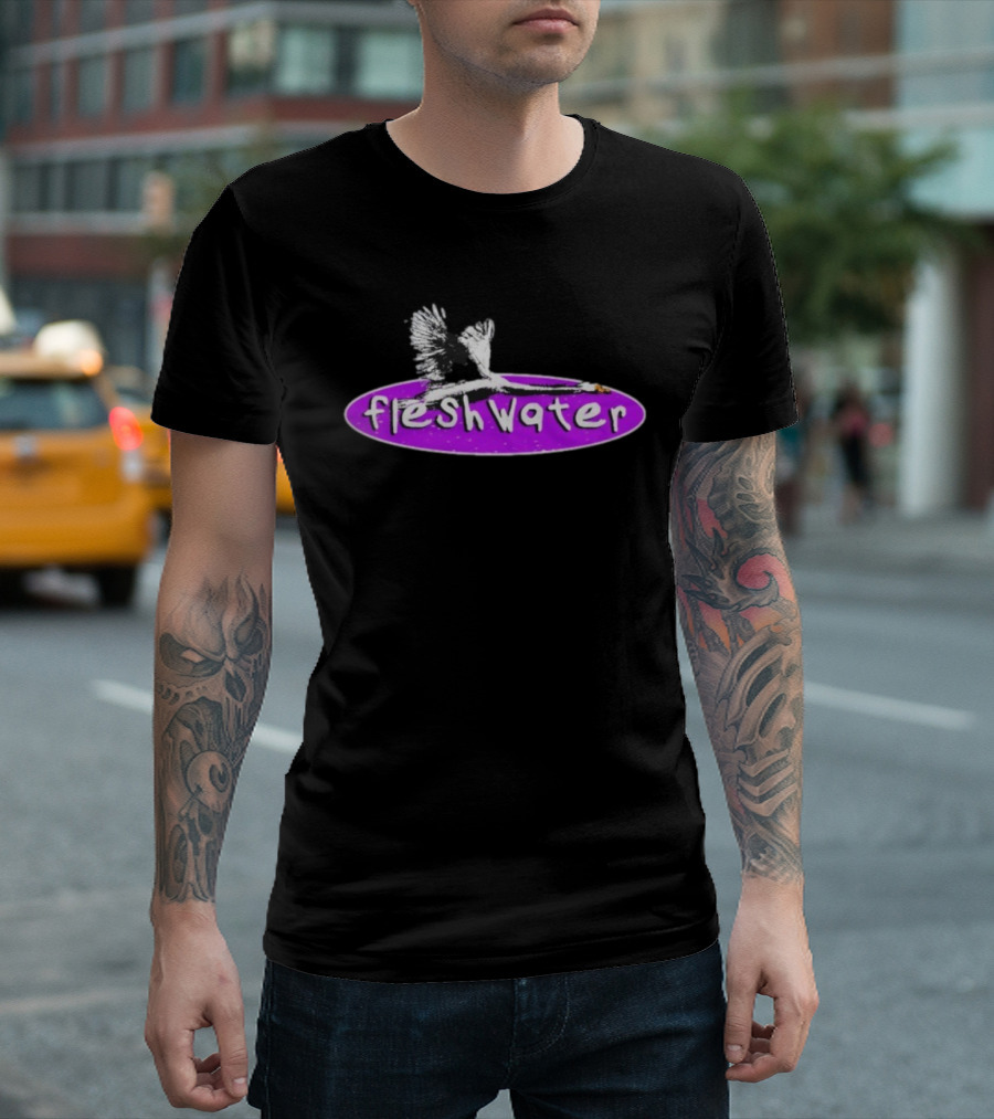 Fleshwater Swan Purple Oval Graphic T-Shirt