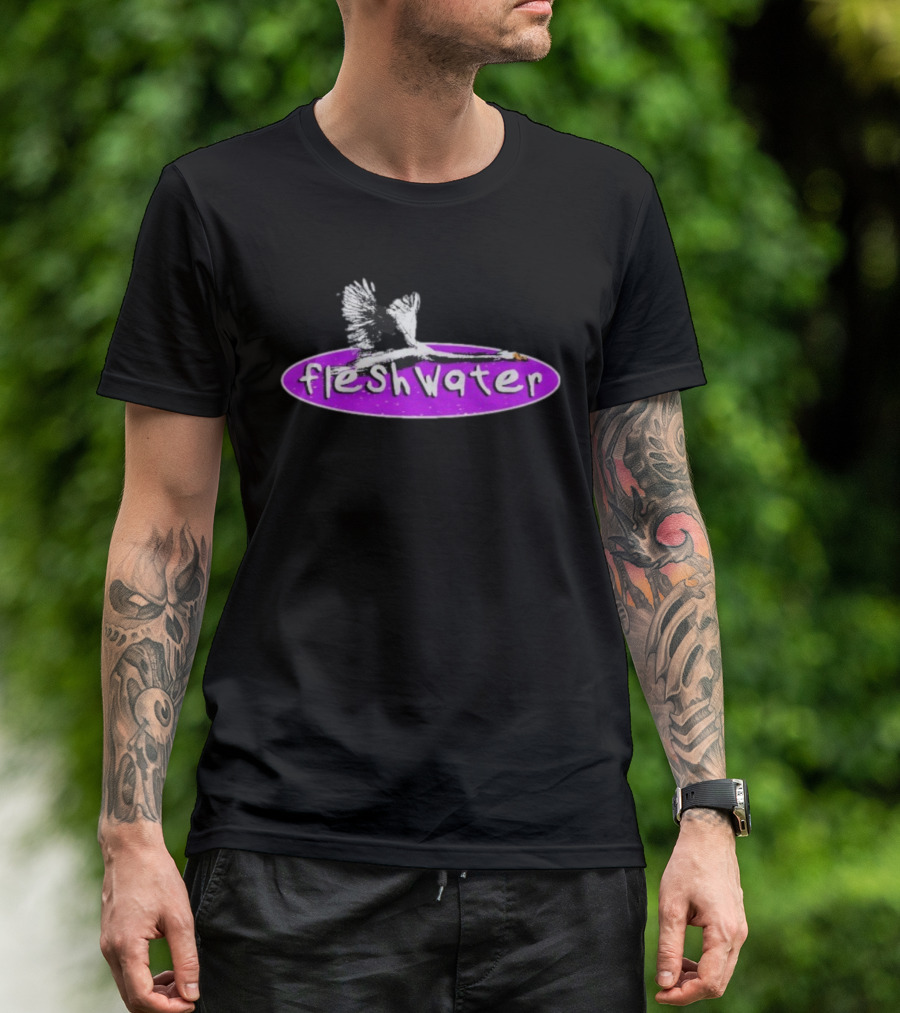 Fleshwater Swan Purple Oval Graphic T-Shirt