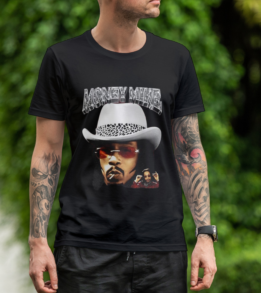 Money Mike Friday After Next Character Big Face White Hat Sunglasses T-Shirt